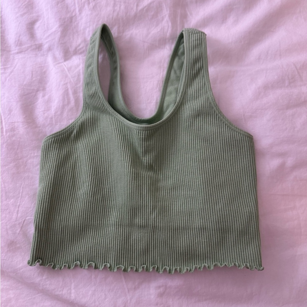 Spiritual Gangster Ribbed Green Crop Top